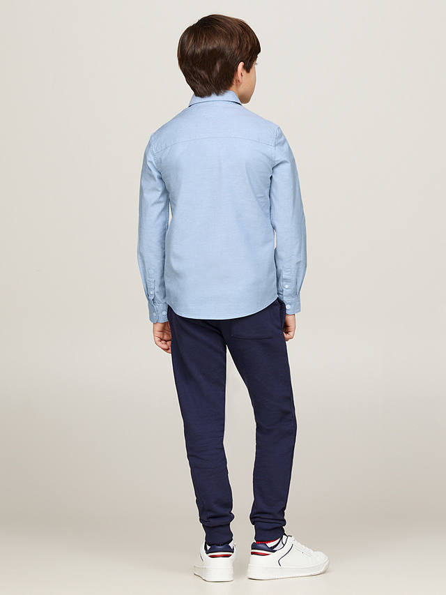Tommy Hilfiger Kids' Organic Cotton Blend Stretch Oxford Shirt, Calm Blue