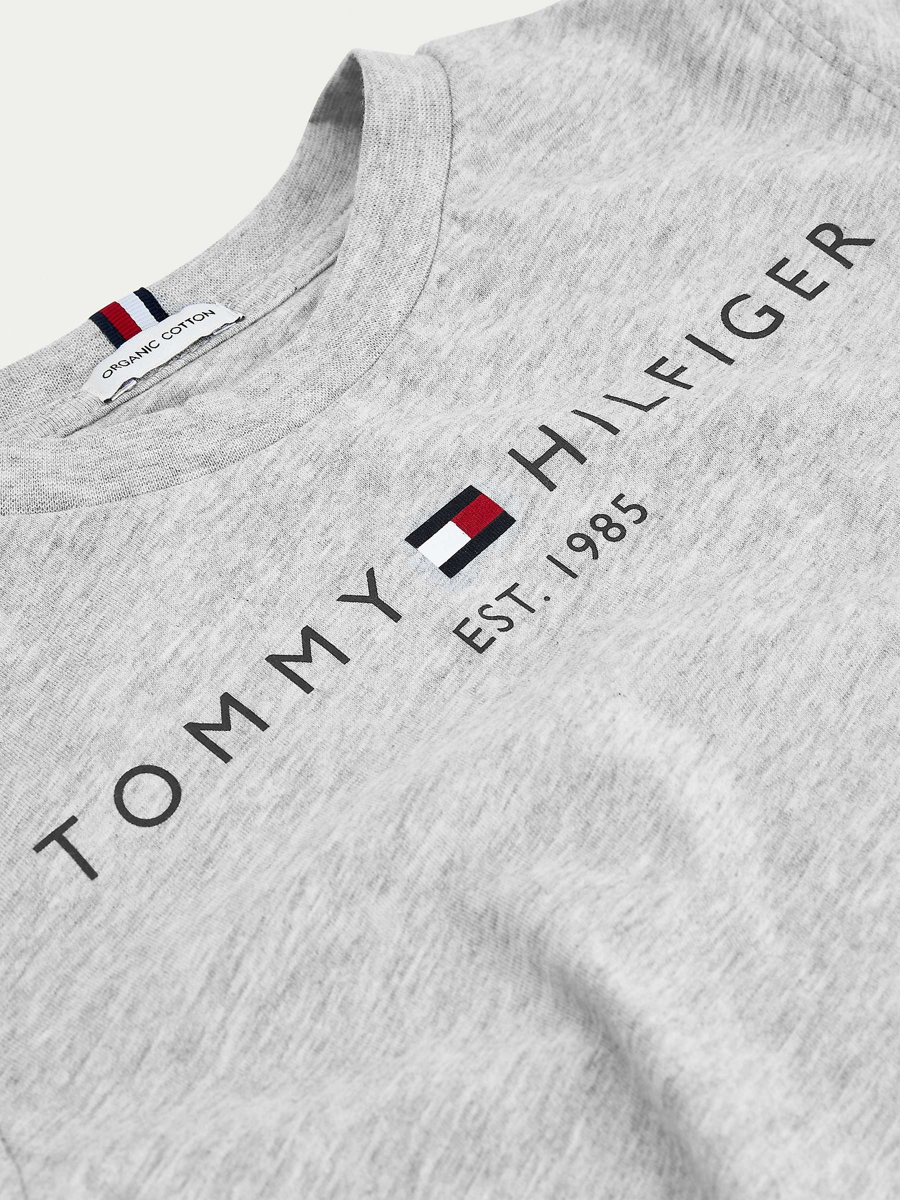Tommy Hilfiger Kids' Essential Organic Cotton Logo Tee, Light Grey Heather  at John Lewis & Partners