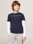 Tommy Hilfiger Kids' Essential Organic Cotton Logo Tee, Twilight Navy