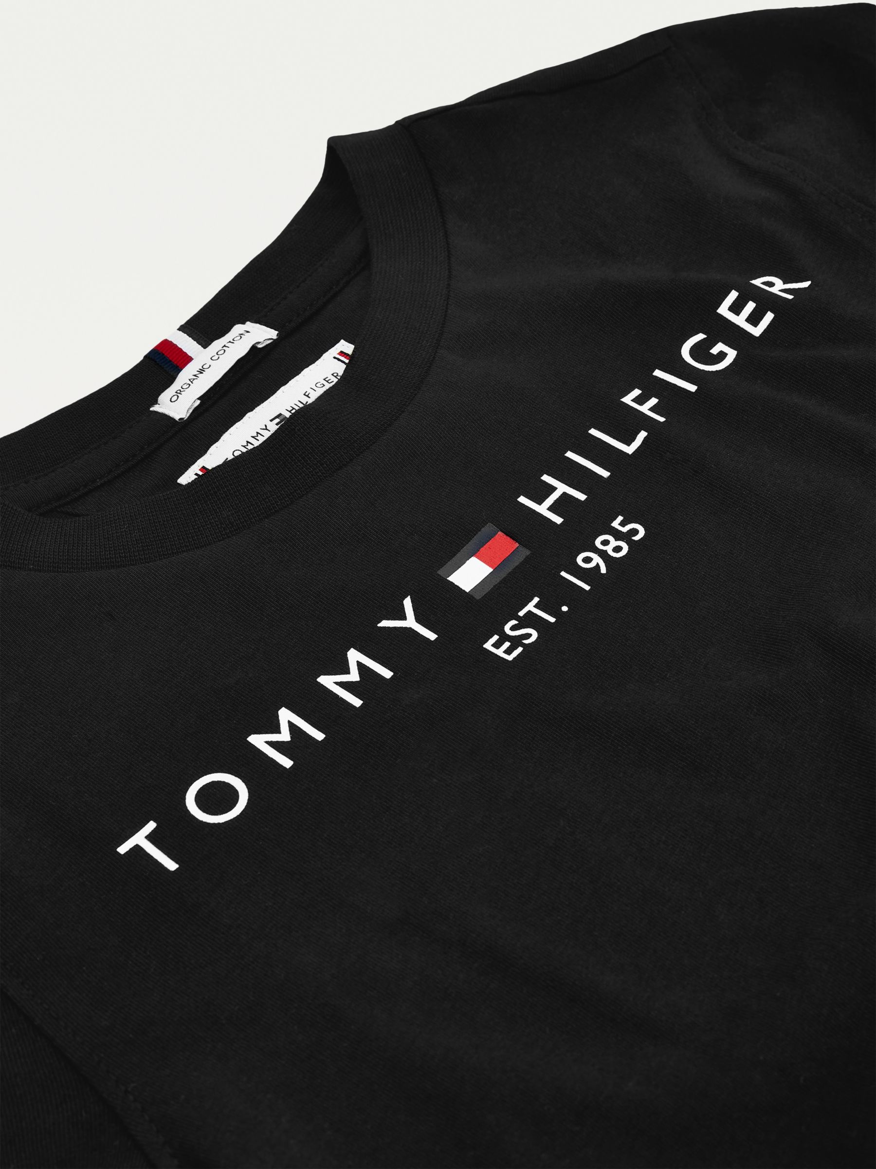Tommy Hilfiger Kids' Essential Organic Cotton Logo Tee, Black at John ...