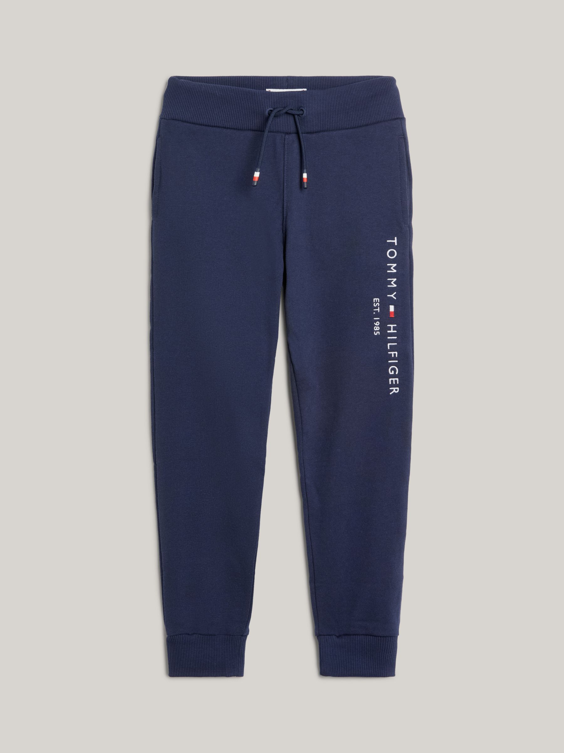 Tommy Hilfiger Kids' Essential Organic Cotton Logo Joggers, Twilight Navy  at John Lewis & Partners