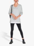 HUSH V-Neck Jersey Top, Light Grey Marl