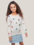 John Lewis & Partners Kids' Sequin Polka Dot Jumper, Marl Grey