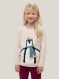 John Lewis & Partners Kids' Christmas Penguin Jumper, Oatmeal