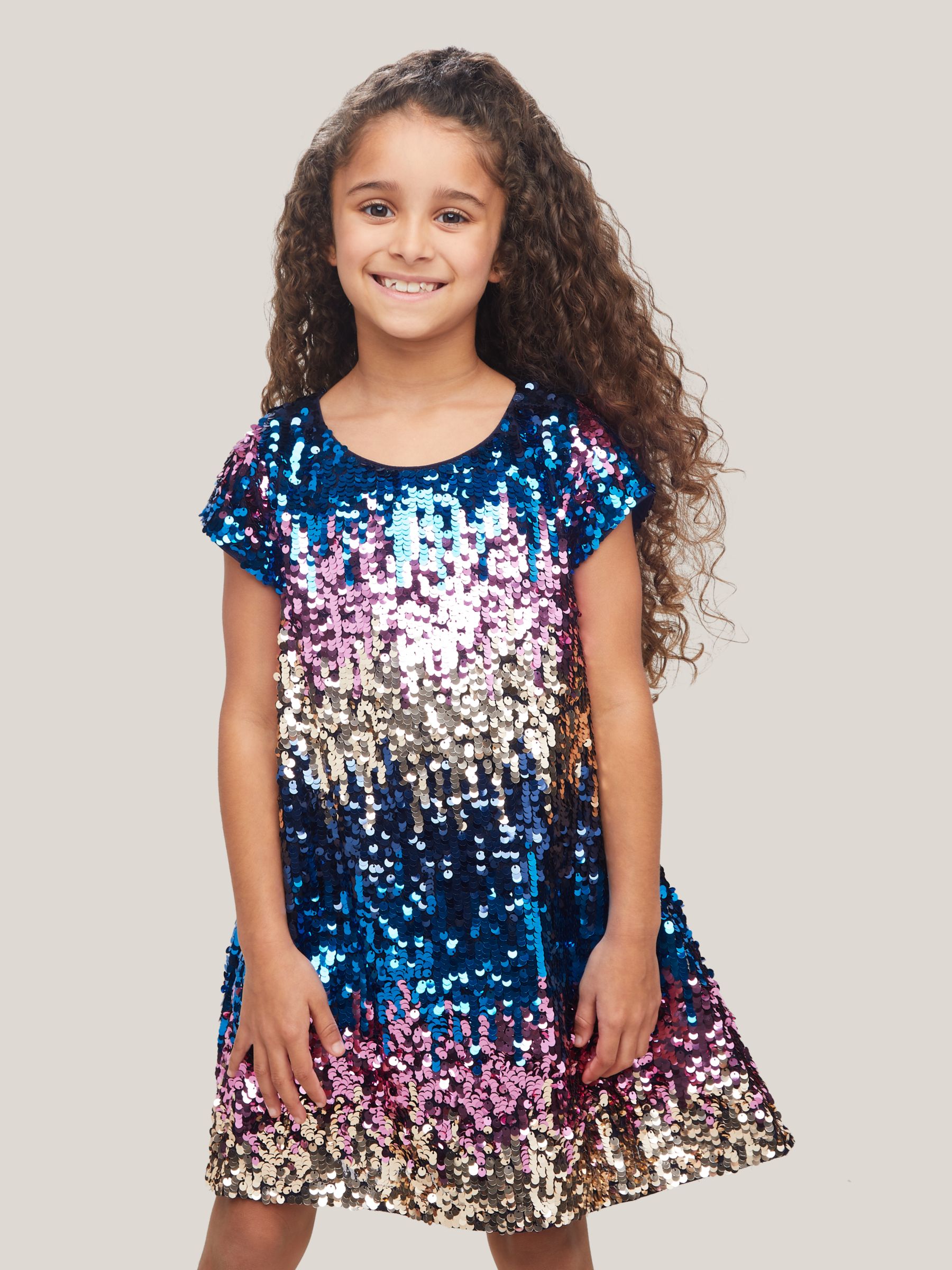 John Lewis & Partners Kids' Ombre Sequin Dress, Multi