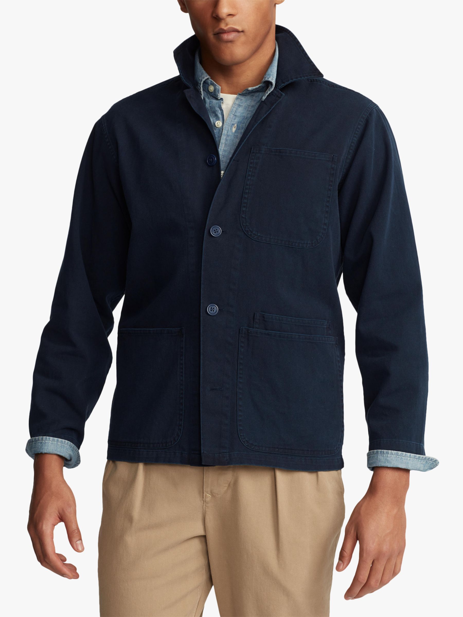 Polo Ralph Lauren Twill Overshirt, Collection Navy at John Lewis & Partners