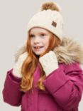 John Lewis & Partners Kids' Back to School Cable Beanie Hat and Gloves Set, Cream