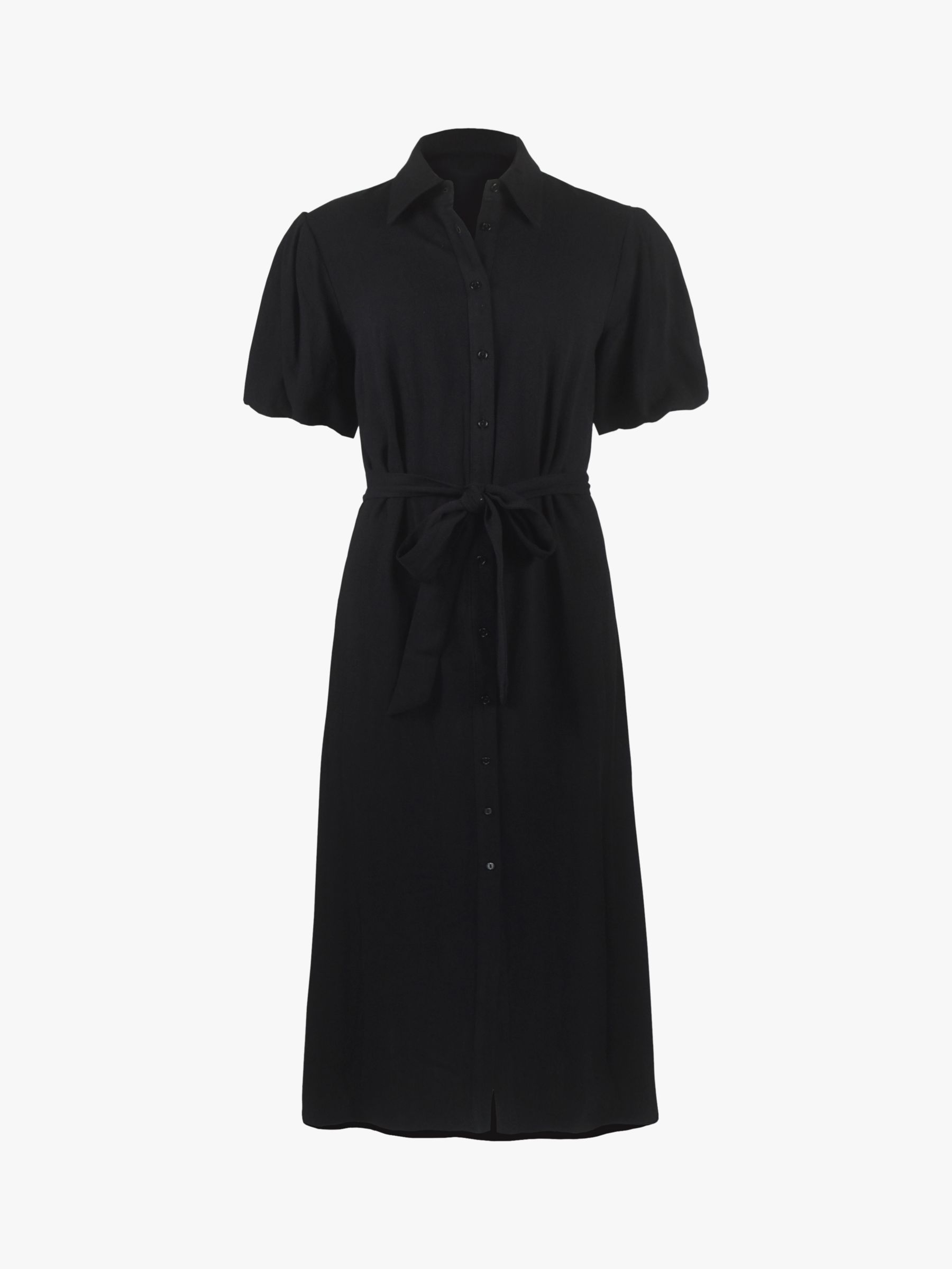 Ro&Zo Tie Waist Midi Shirt Dress, Black at John Lewis & Partners
