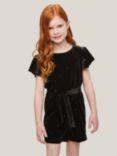 John Lewis & Partners Kids' Velvet Glitter Playsuit, Black