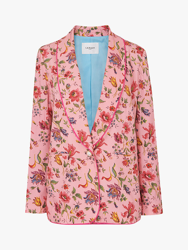 L.K.Bennett Gabby Floral Print Jacket, Pink/Multi, 12