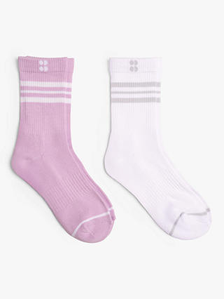 Sweaty Betty Go Ankle Socks, Pack of 2, Aster Purple/White