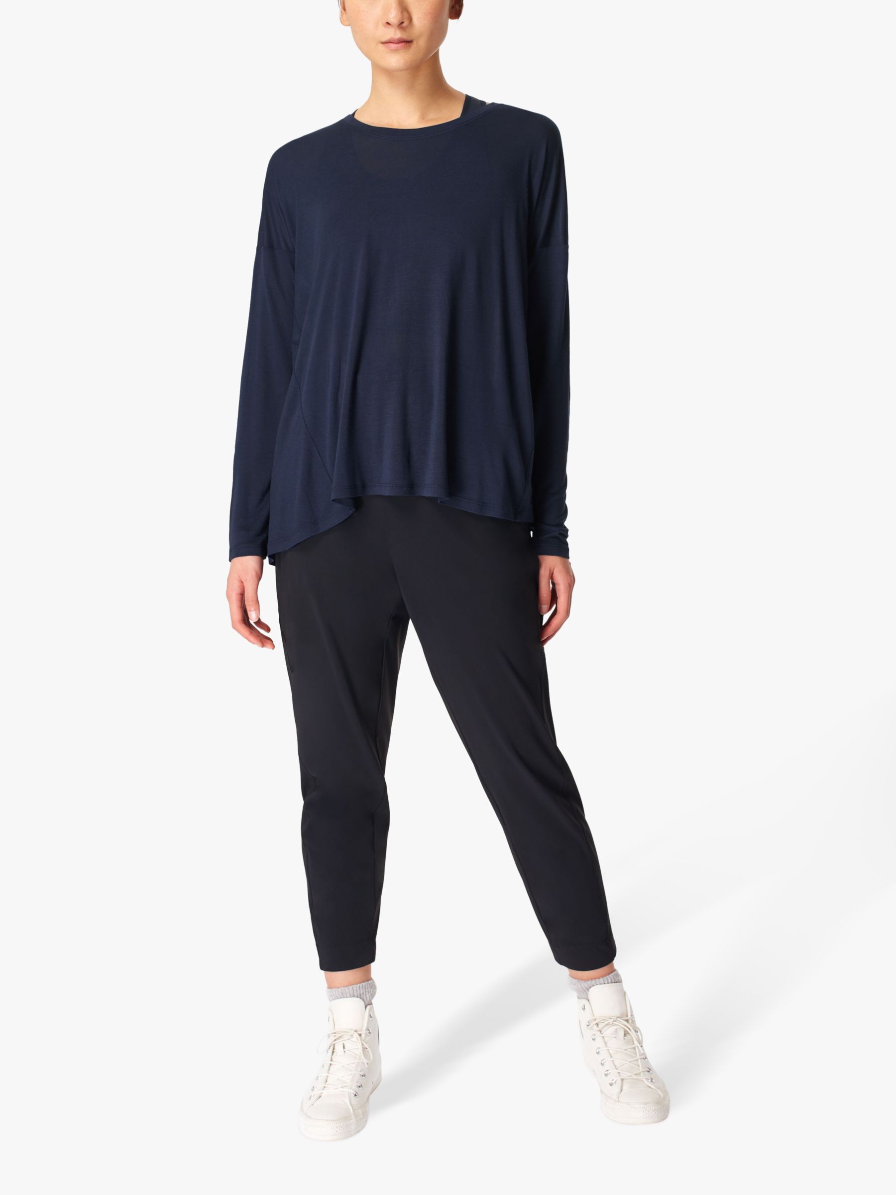 Sweaty Betty Easy Peazy Top, Navy Blue at John Lewis & Partners