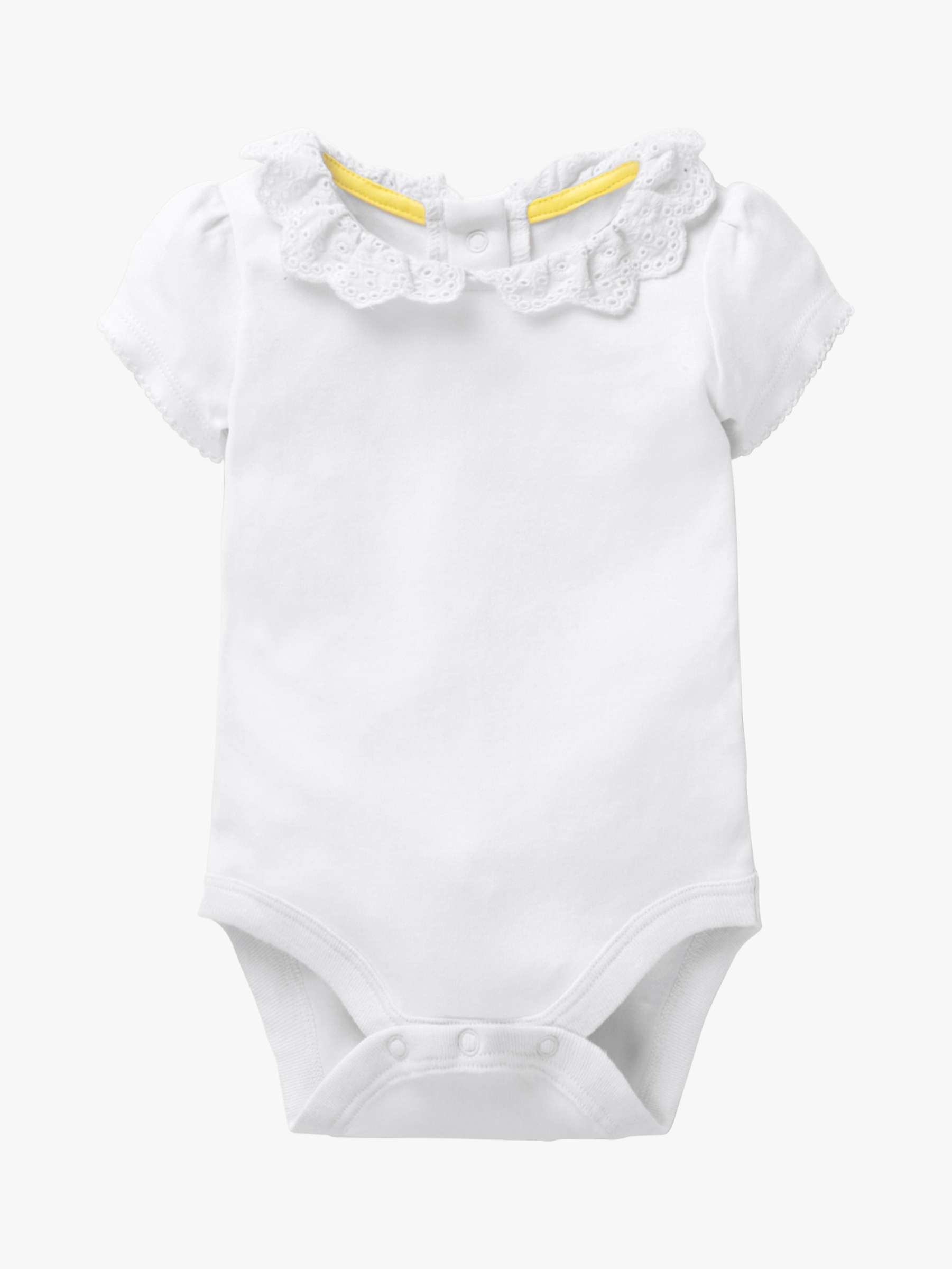 Buy Mini Boden Baby Broderie Collar Short Sleeve Bodysuit, White Ivory Online at johnlewis.com