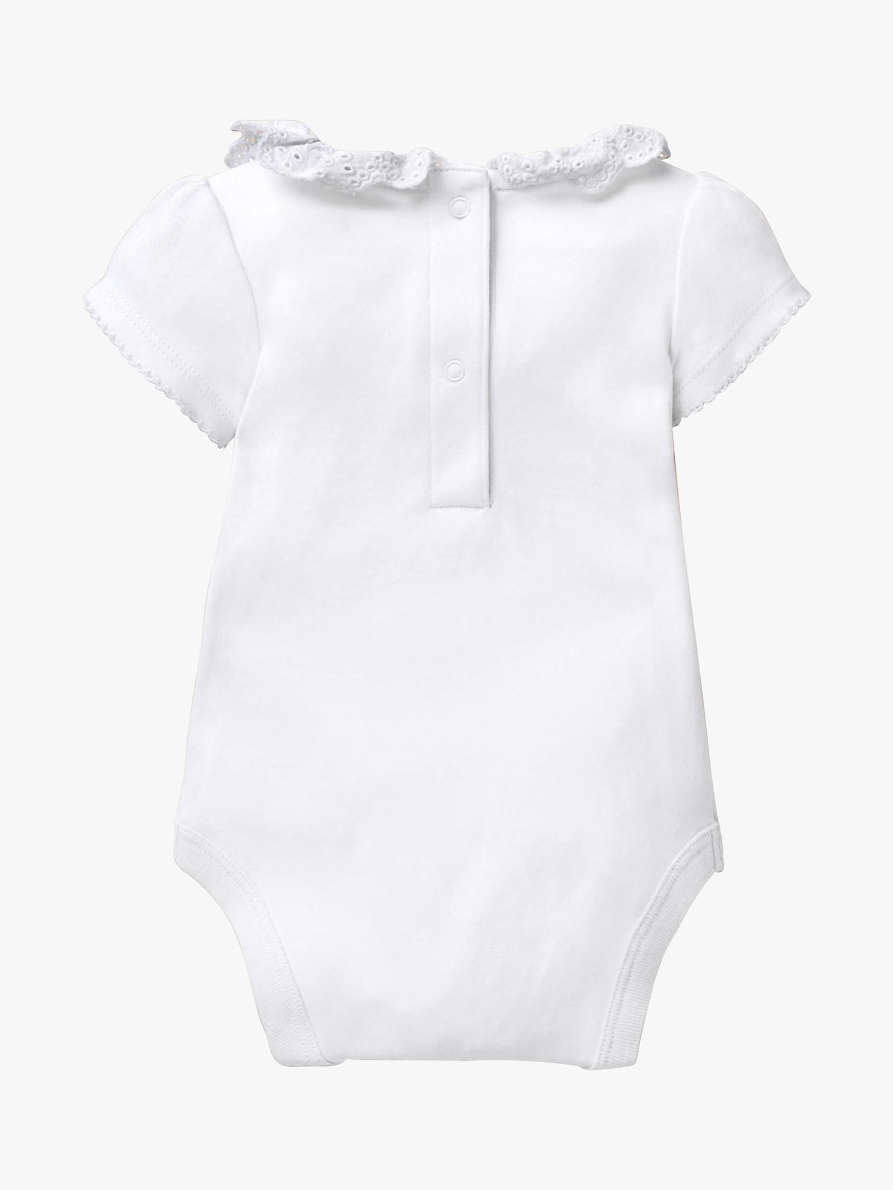 Buy Mini Boden Baby Broderie Collar Short Sleeve Bodysuit, White Ivory Online at johnlewis.com