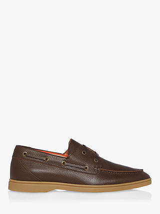 Dune Barclay Leather Boat Shoes, Brown