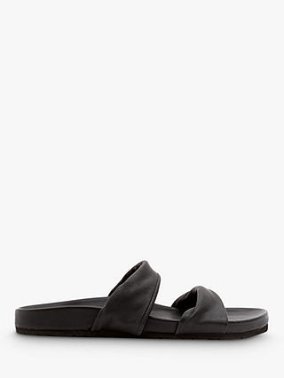 Mint Velvet Sia Twisted Leather Slider Sandals, Black