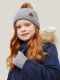 John Lewis & Partners Kids' Back to School Beanie Hat and Gloves Set, Grey