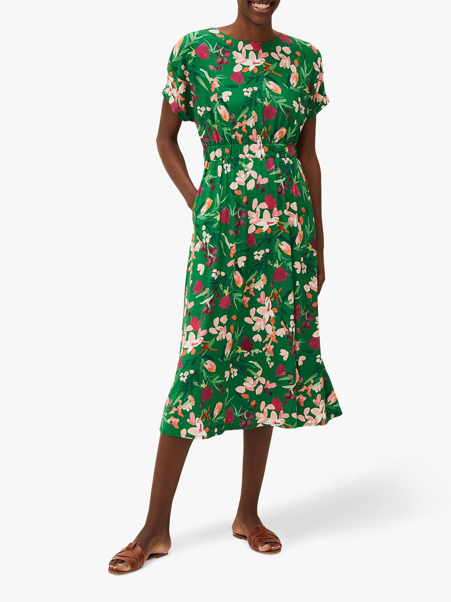 Phase Eight Dian Floral Print Ruched Waist Dress, Multi