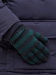 John Lewis & Partners Kids' Striped Gloves, Pack of 2, Green/Black