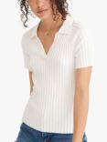 NRBY Hannah Cashmere Blend Polo Shirt, White