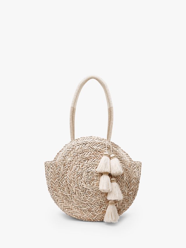 Mint Velvet Petra Round Shoulder Bag Natural