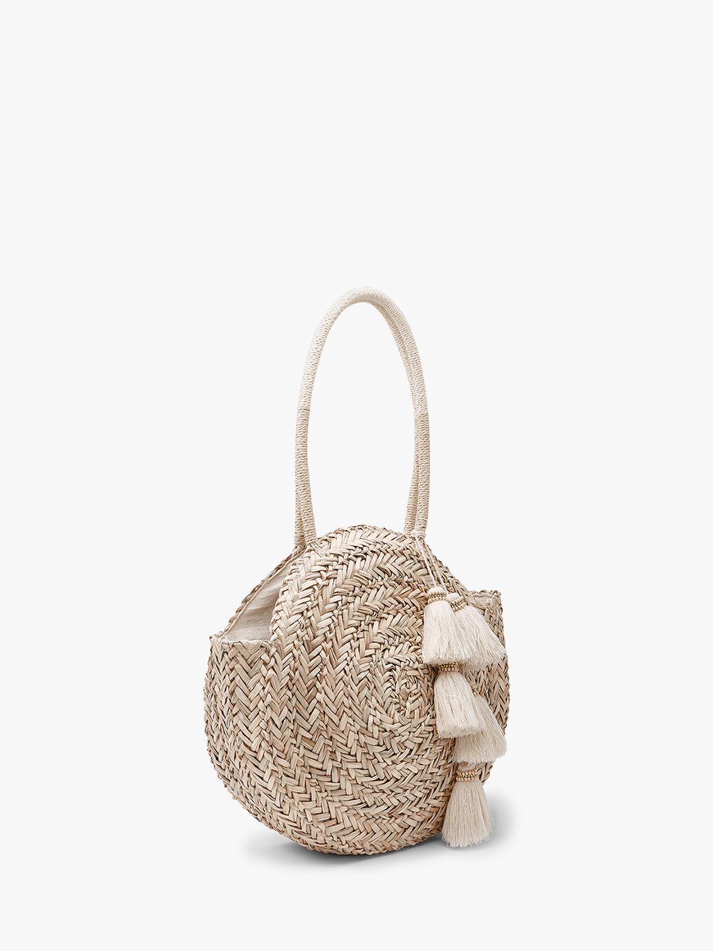 Mint Velvet Petra Round Shoulder Bag, Natural