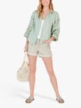 hush Embroidered Cotton Jacket, Green