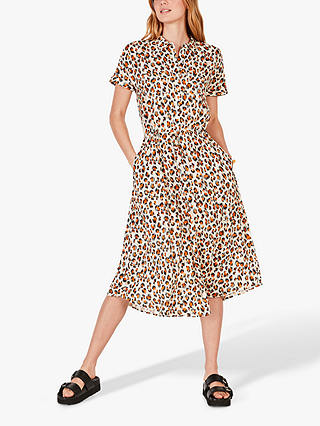 HUSH Hattie Leopard Print Shirt Midi Dress, Multi