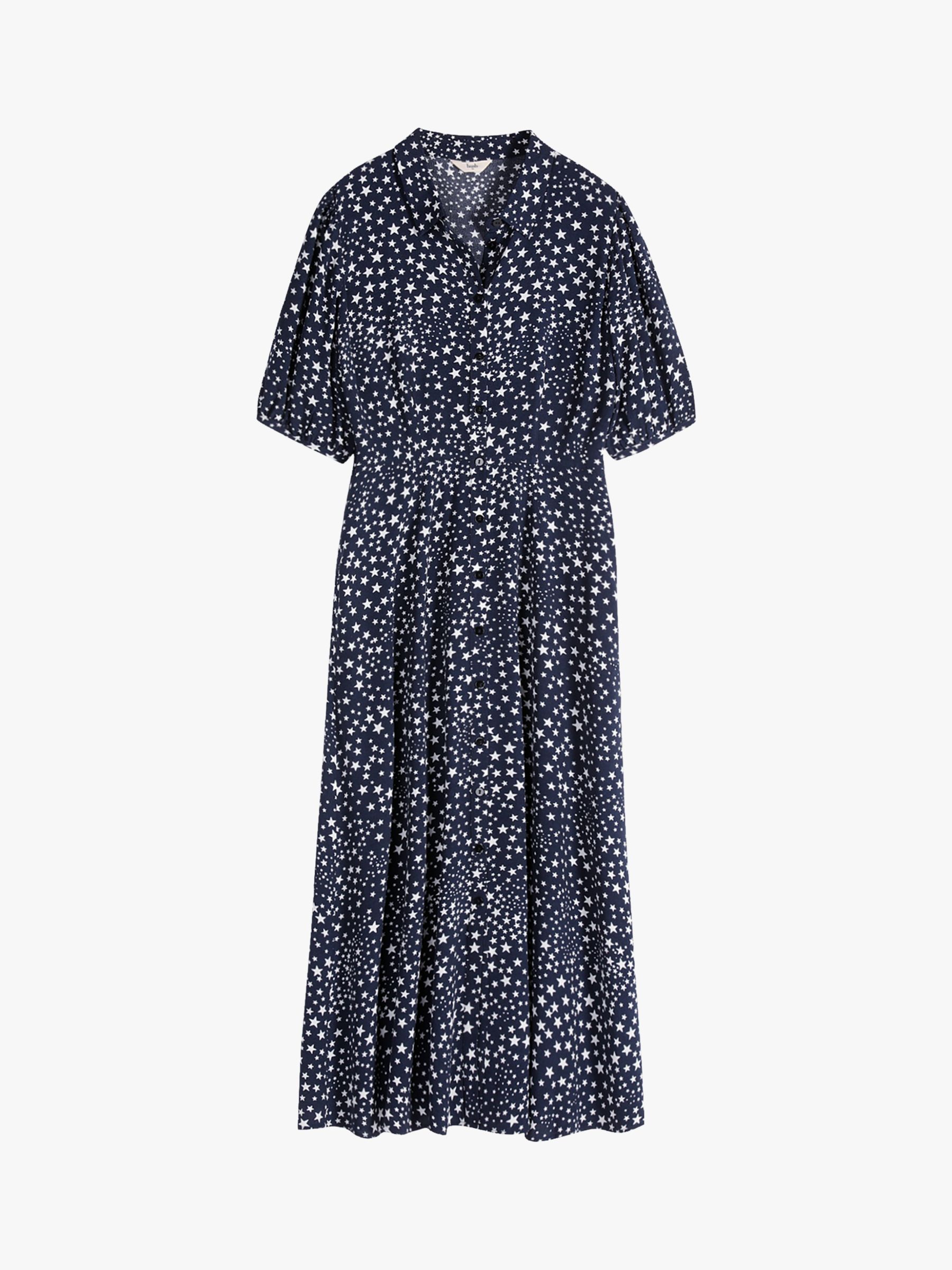 hush Sienna Star Print Midi Shirt Dress, Navy/White at John Lewis ...