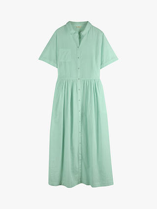 hush Aqua Cotton Midi Shirt Dress, Light Green at John Lewis & Partners
