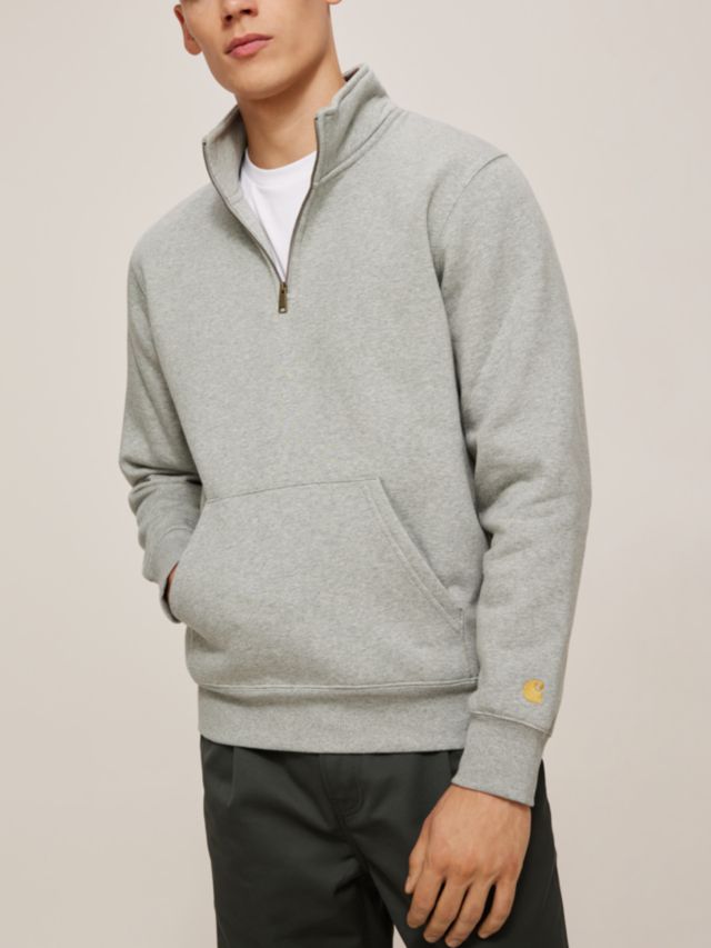 Carhartt WIP Chase Zip Neck Sweatshirt Grey Gold XS