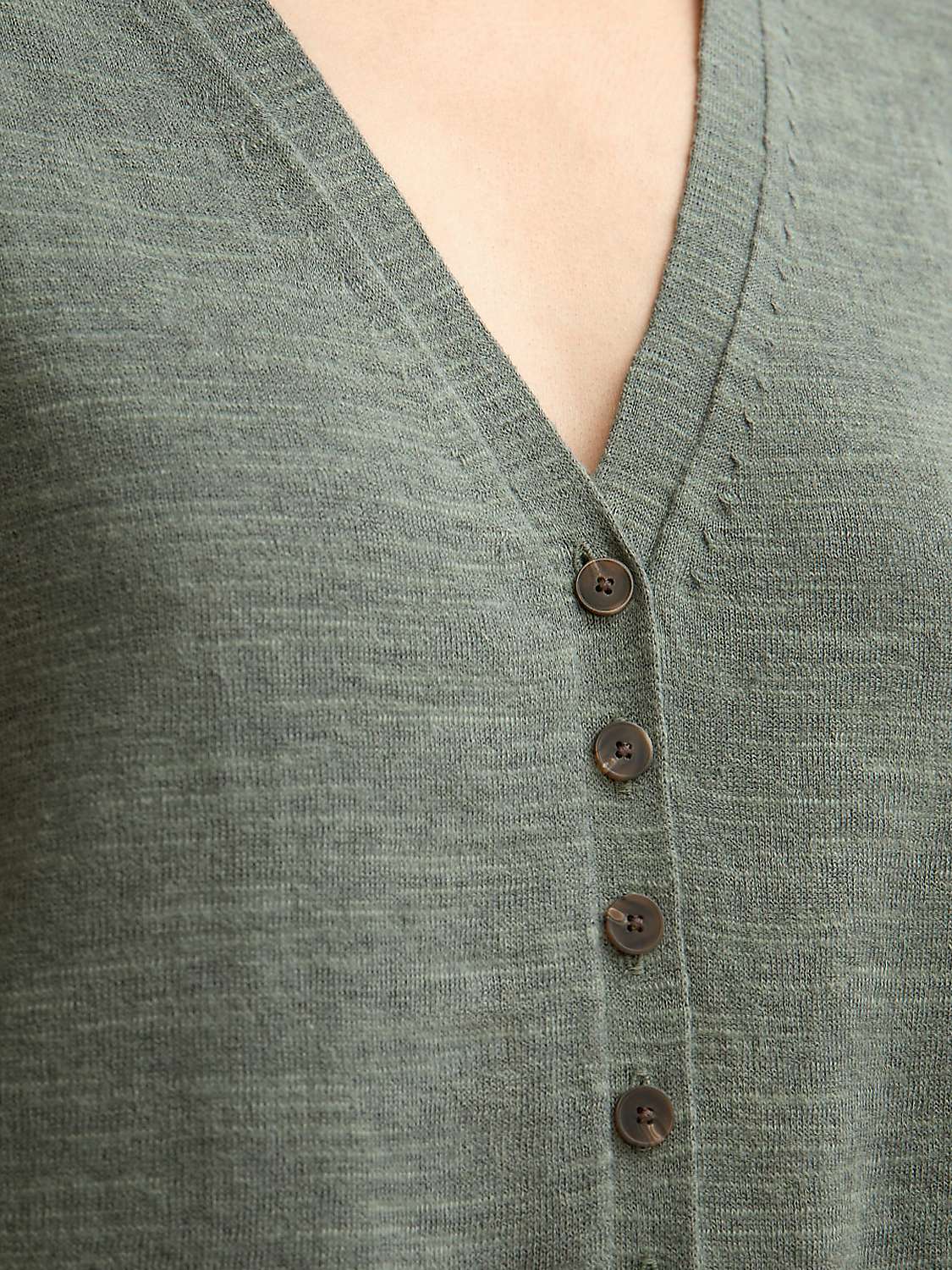 Jigsaw Linen-Cotton Short Sleeve Cardigan, Sage at John Lewis & Partners