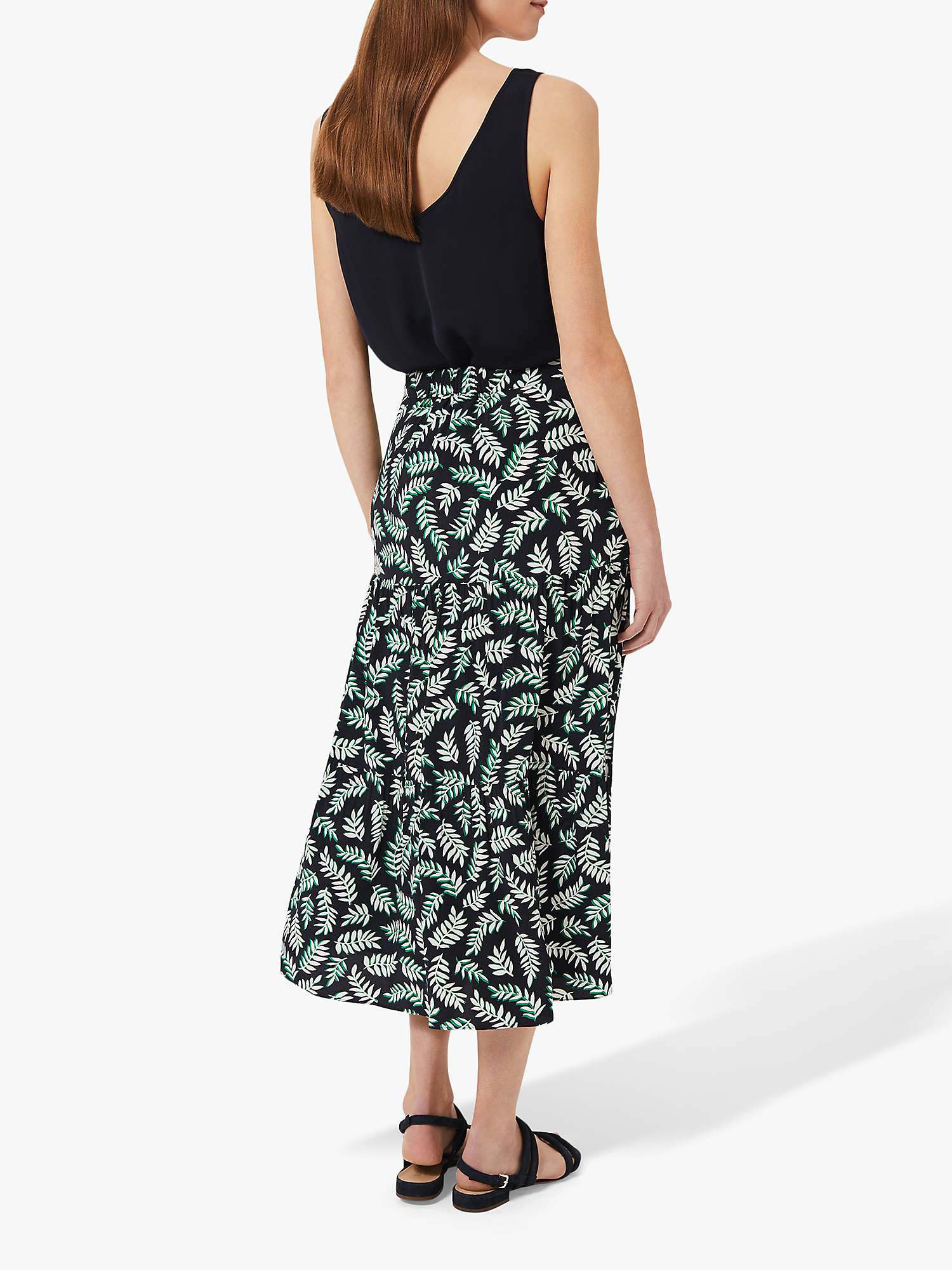 Buy Hobbs Meera Tiered Floral Midi Skirt, Navy/Multi Online at johnlewis.com