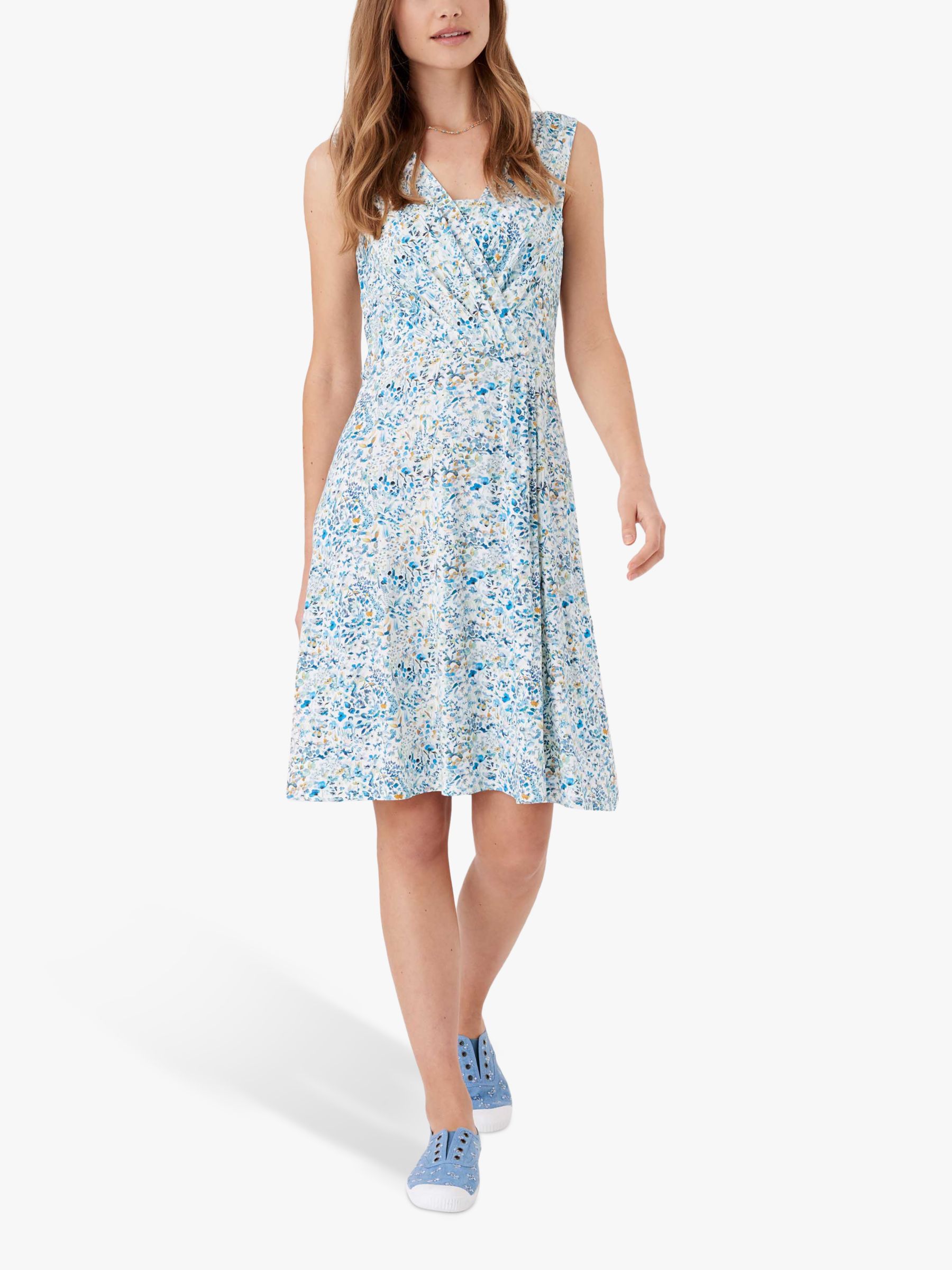 Brora Liberty Floral Sleeveless Mini Jersey Dress, Sky Meadow