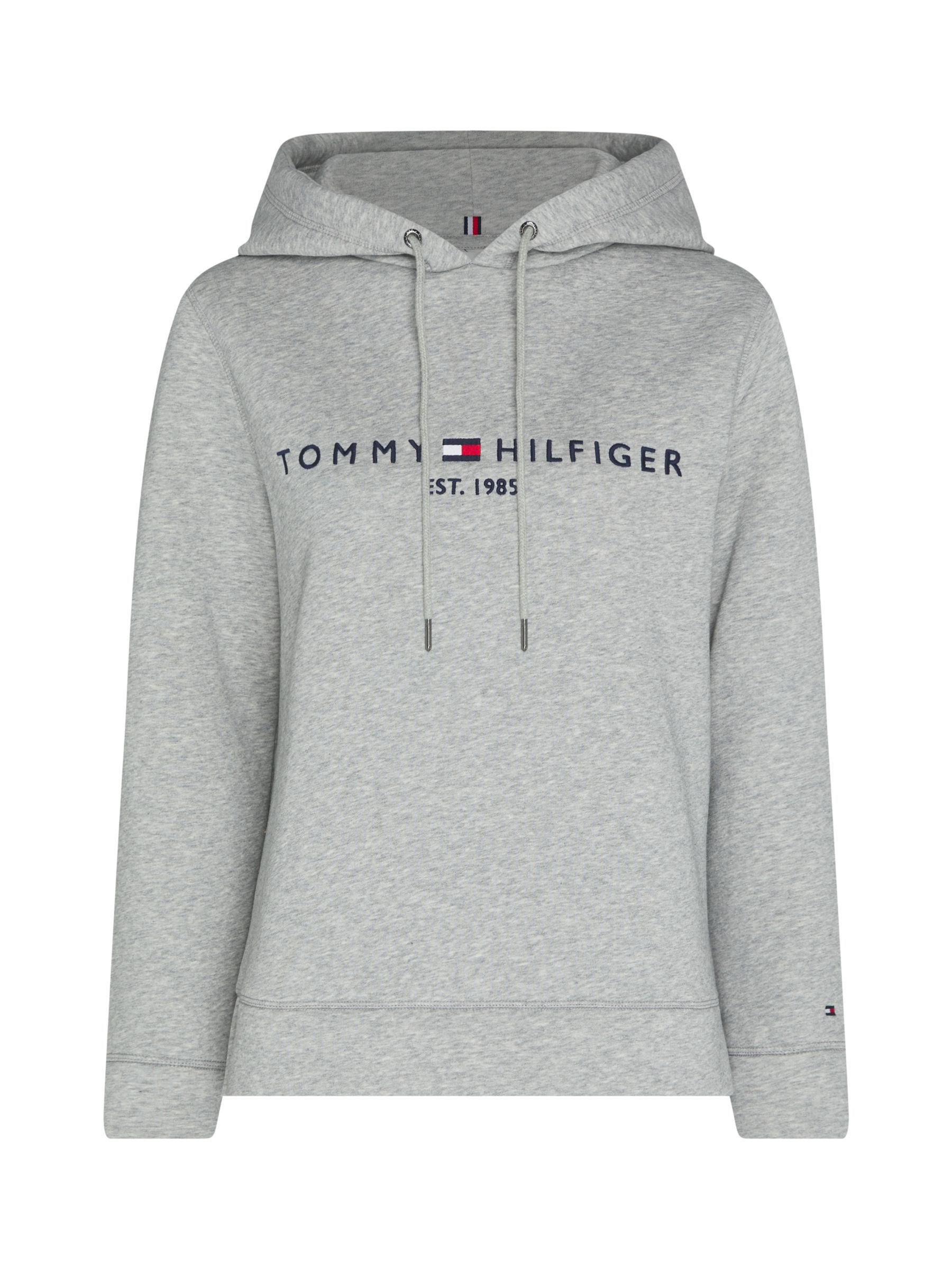 Tommy Hilfiger Heritage Logo Hoodie, Light Grey at John Lewis & Partners