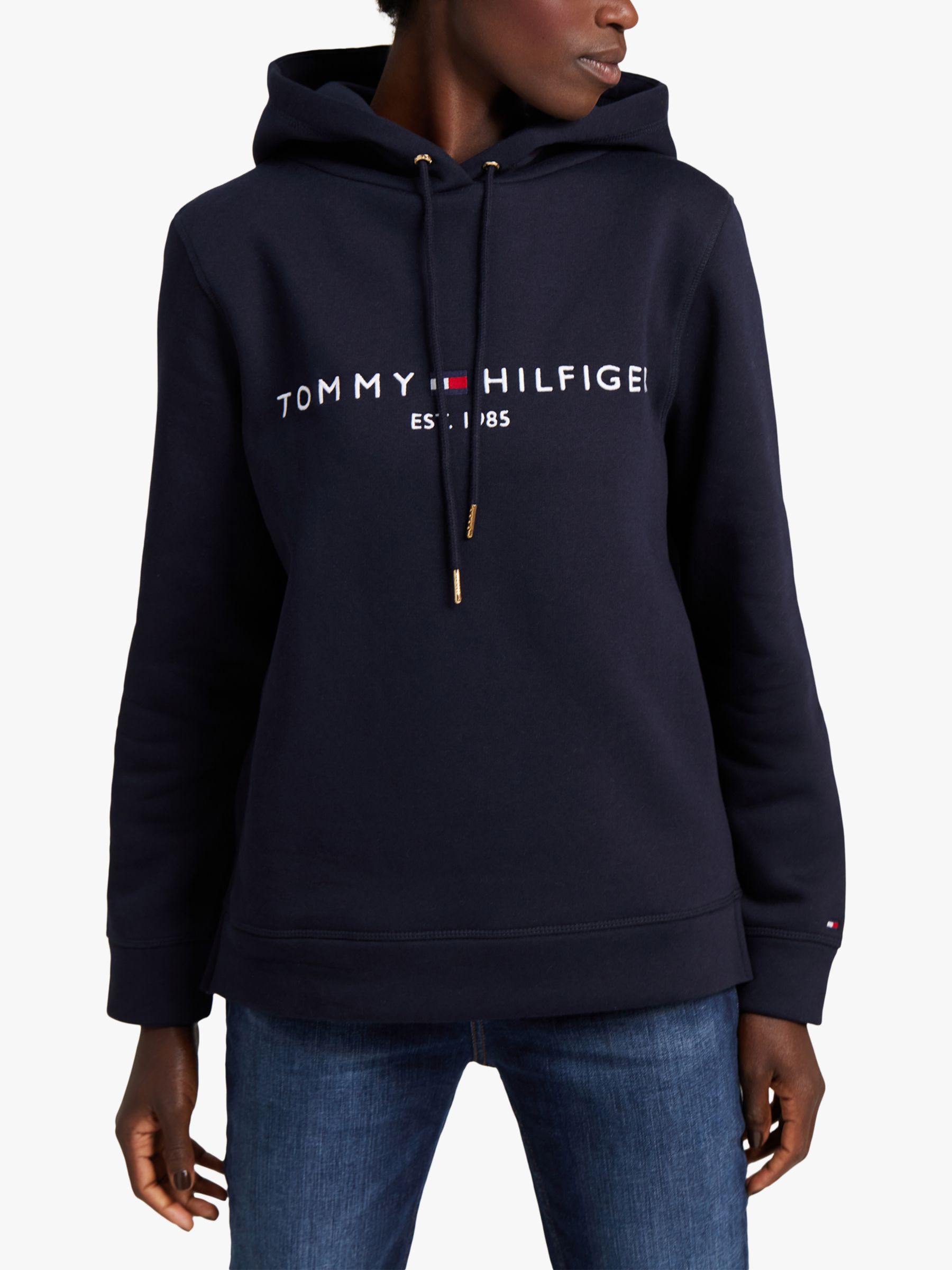 smag spurv Ledig Tommy Hilfiger Heritage Logo Hoodie, Desert Sky at John Lewis & Partners