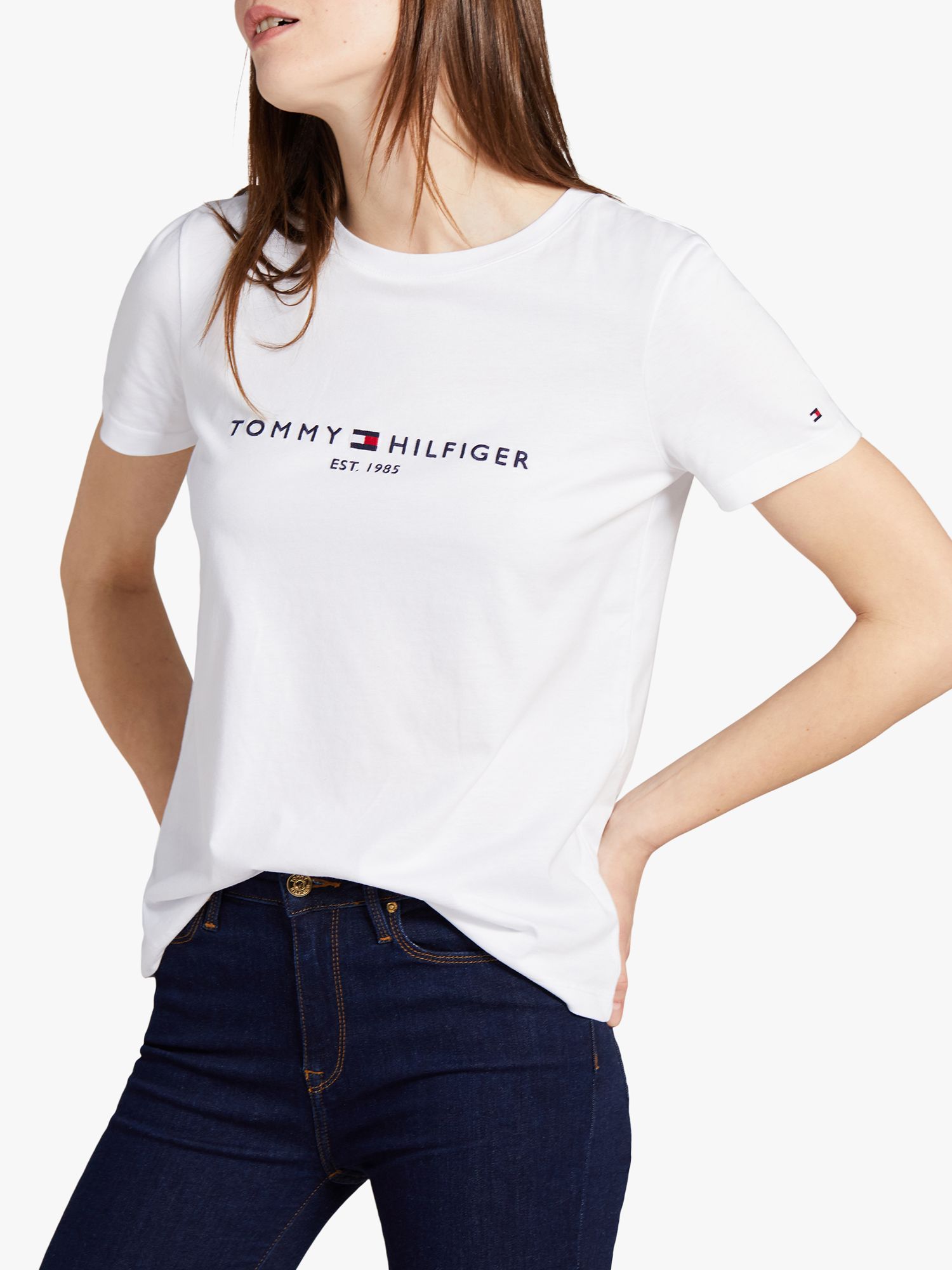 Tommy Hilfiger Womens T-shirt Big Logo Relaxed Fit Short Sleeve Crew Neck  New/M