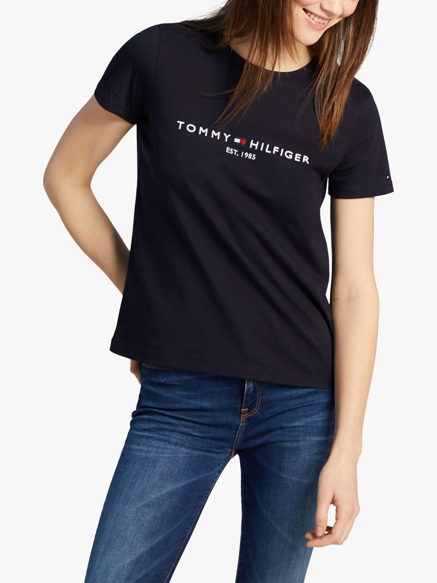 Sky John Heritage Cotton T-Shirt, Partners Lewis Tommy Organic & Desert Hilfiger at Logo