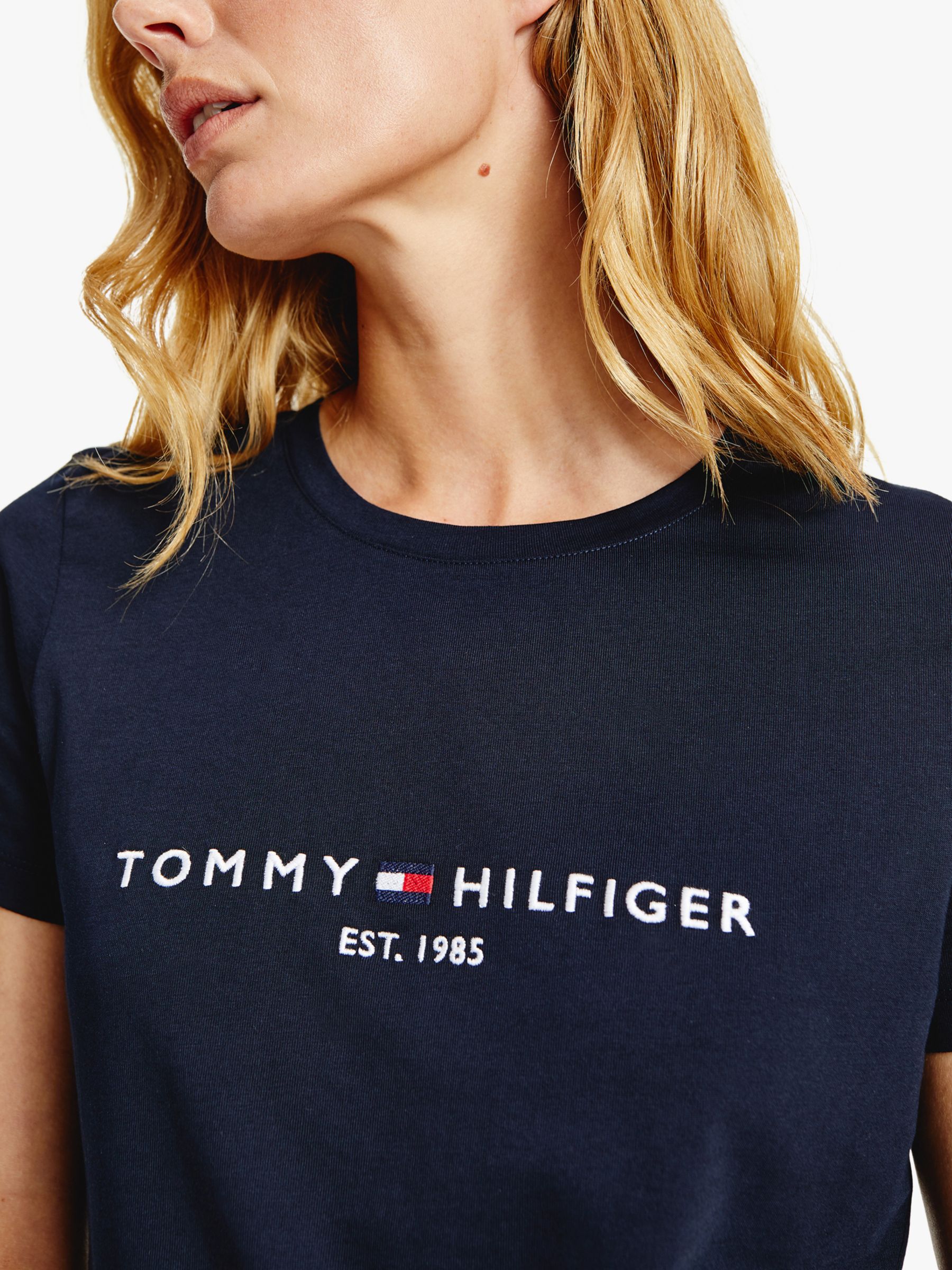 Tommy Hilfiger Organic Logo T-Shirt, Desert Sky at Lewis & Partners
