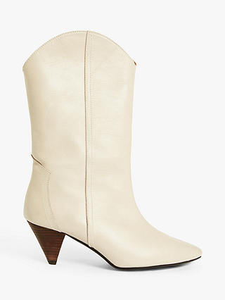 AND/OR Roberta Leather Mid Heel Western Boots, White