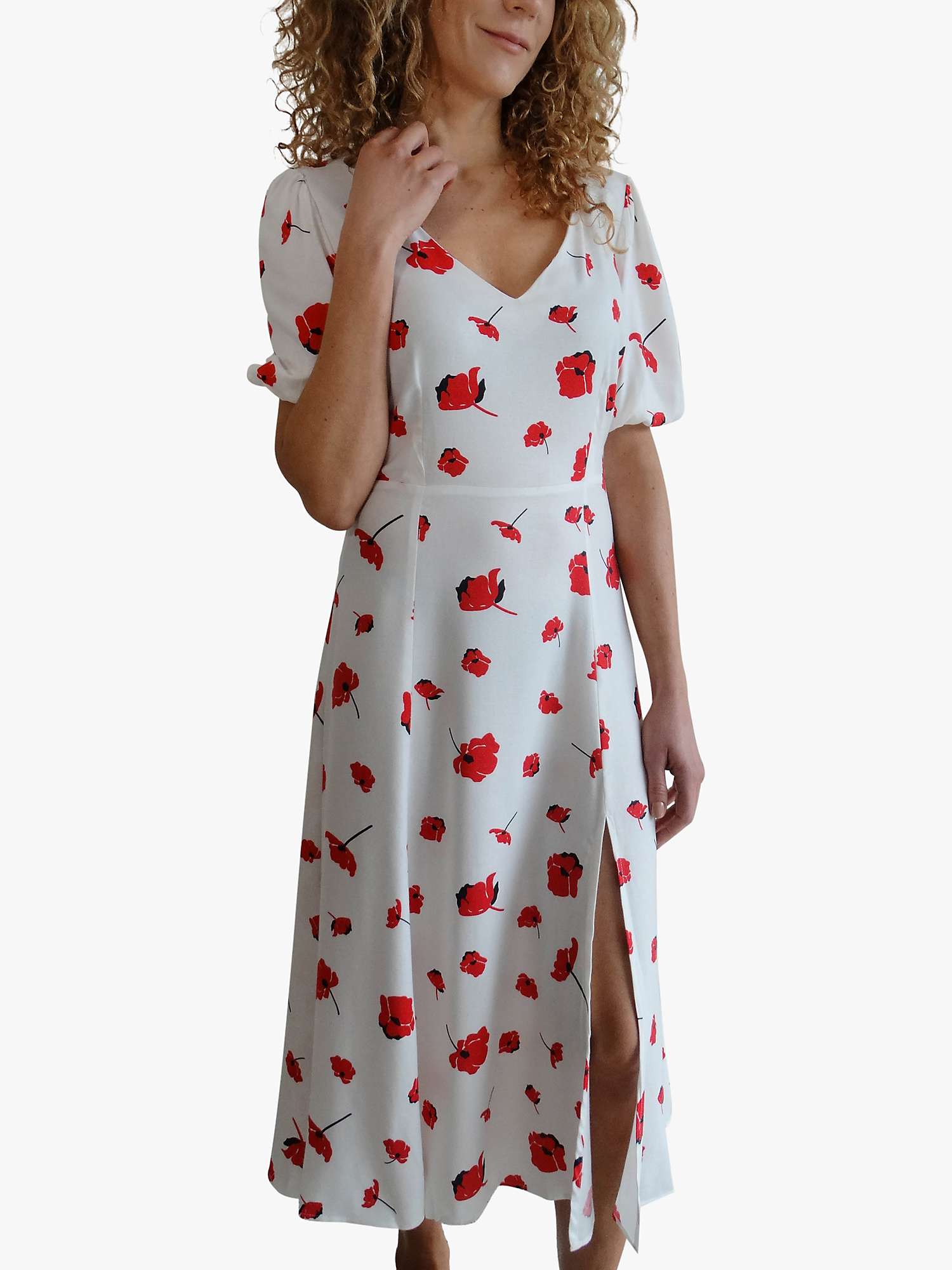 Buy Baukjen Reign Poppy Floral Midi Dress, White/Red Online at johnlewis.com