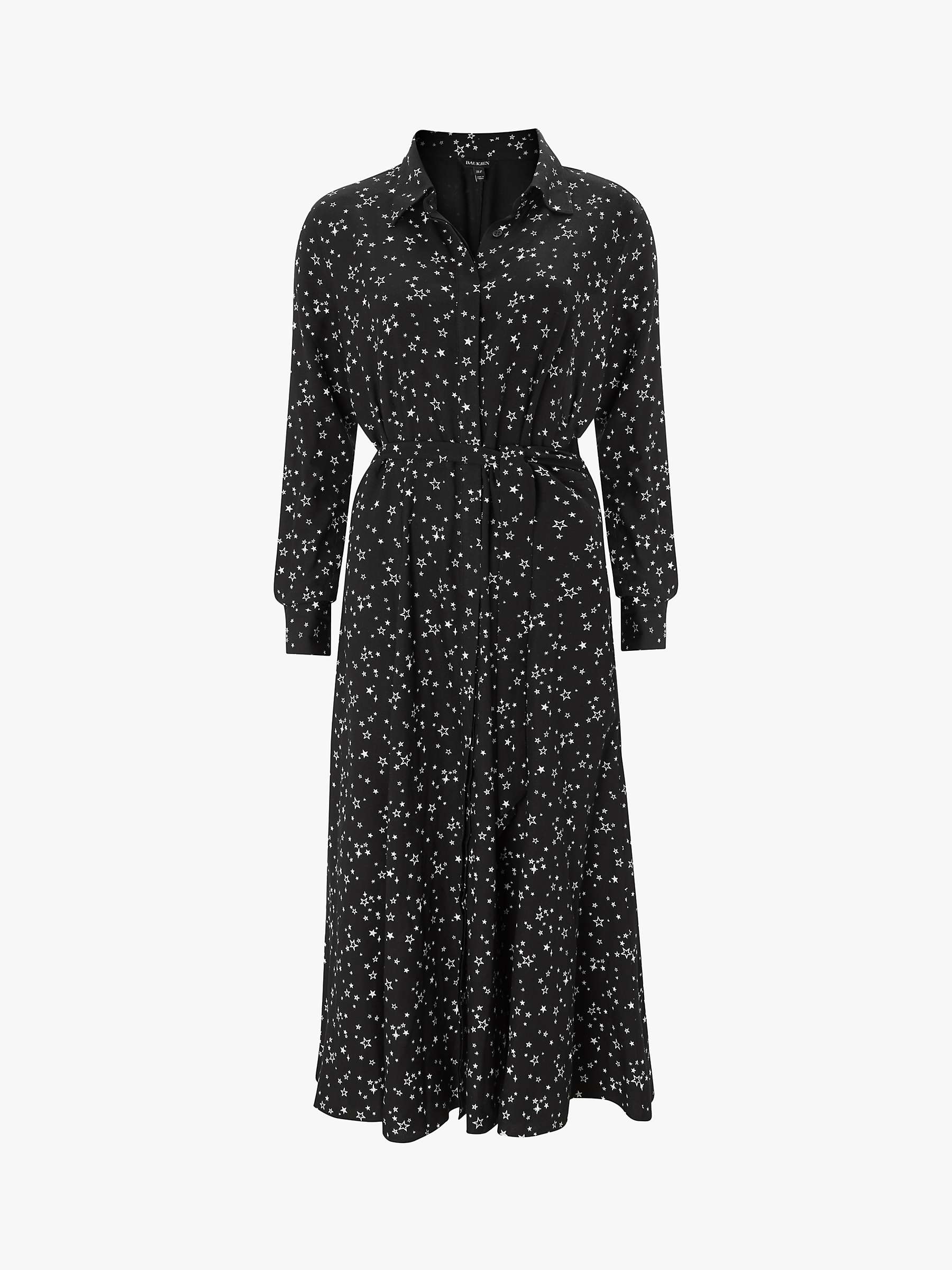 Baukjen Isabella Midi Shirt Dress, Black Scatter at John Lewis & Partners
