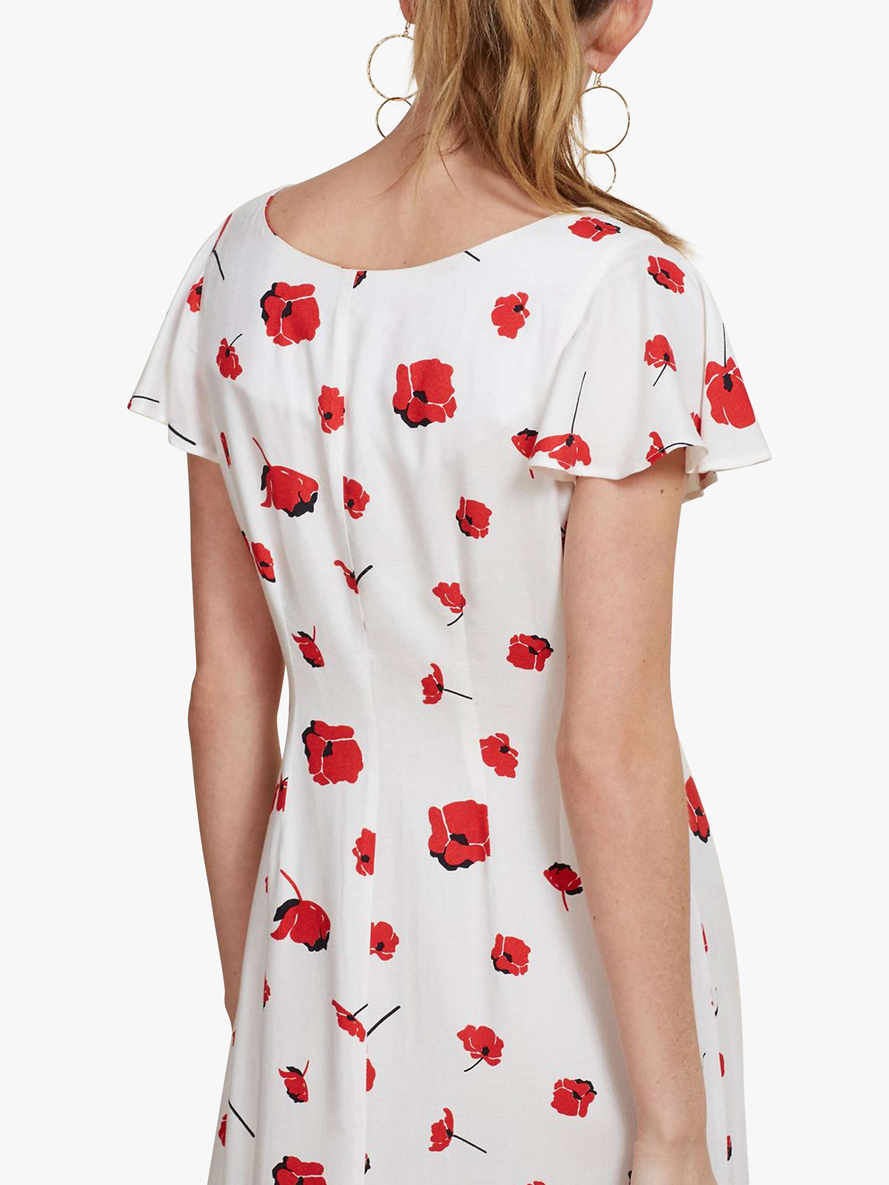 Buy Baukjen Reign Poppy Floral Button Front Midi Dress, White/Red Online at johnlewis.com