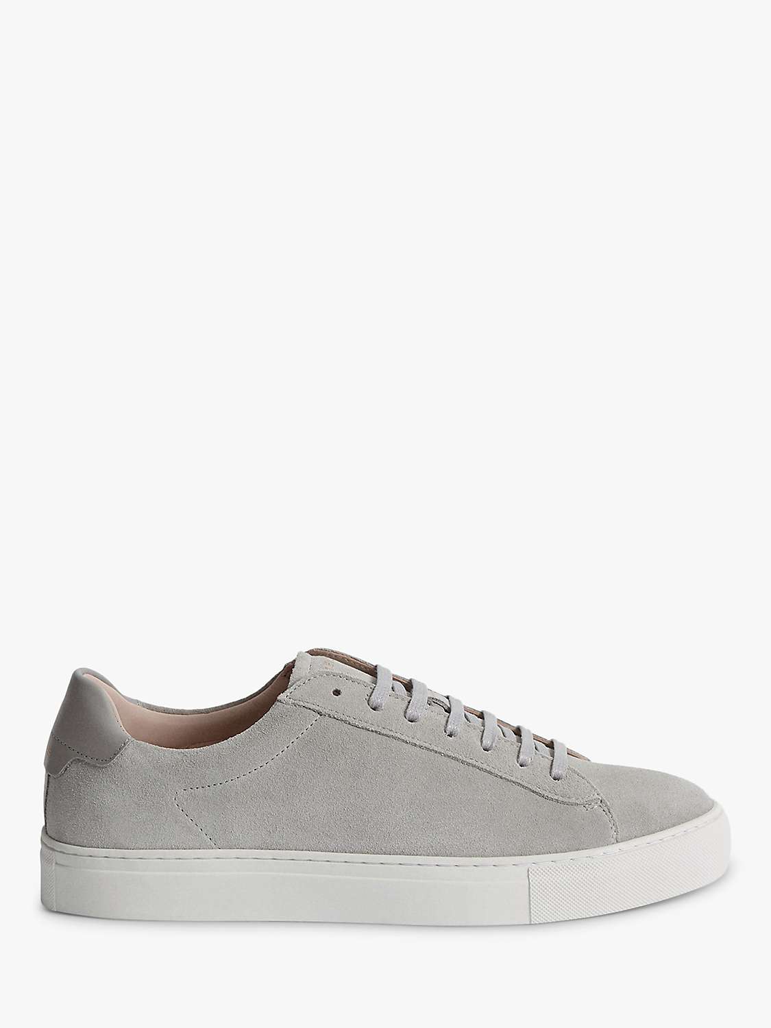 Reiss Finley Suede Leather Trainers, Light Grey at John Lewis & Partners