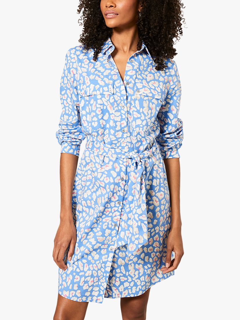 Mint Velvet Alex Leopard Print Shirt Dress, Blue/Multi at John Lewis ...