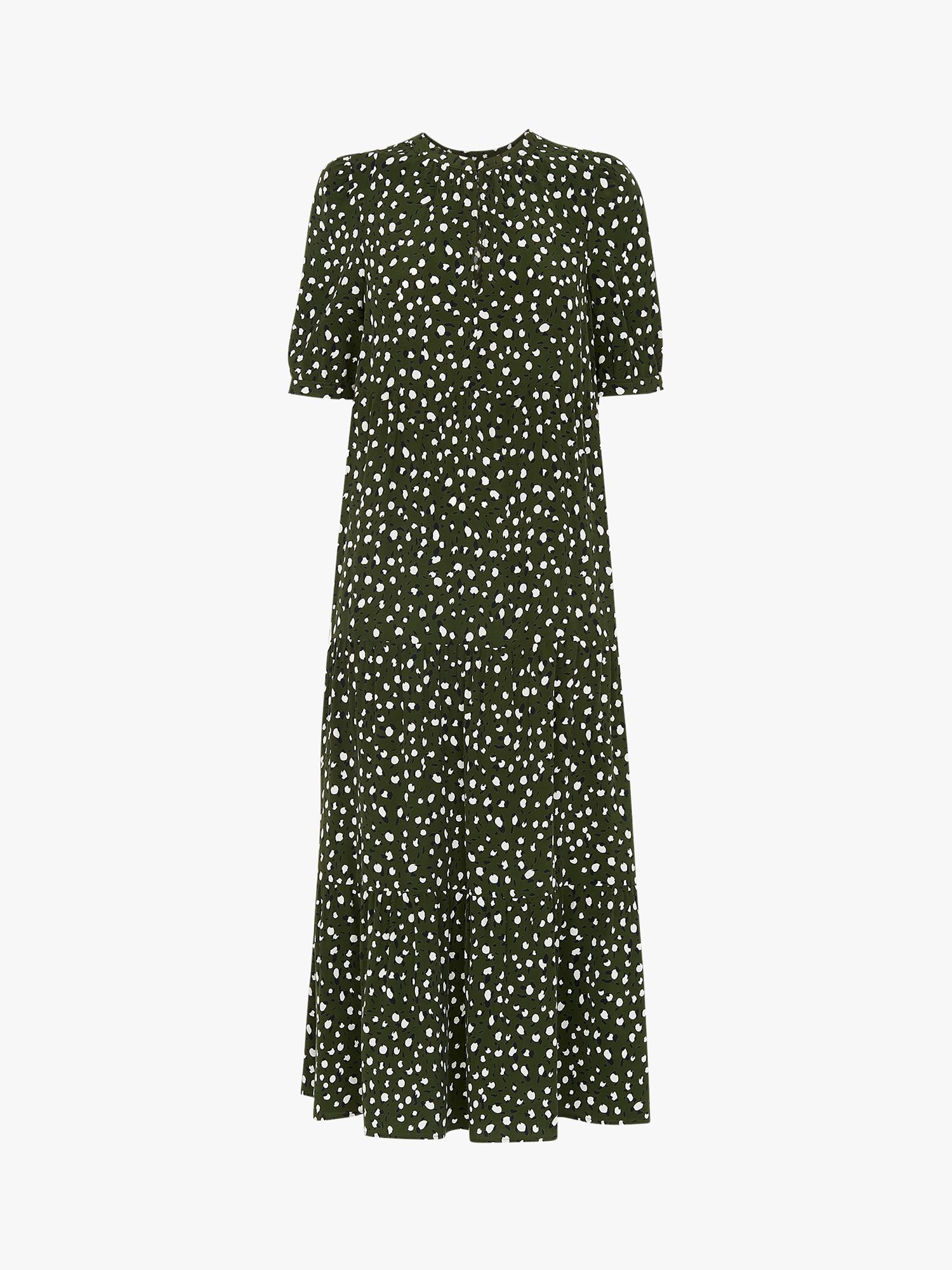 Whistles Wild Leopard Print Trapeze Dress, Green/Multi at John Lewis ...