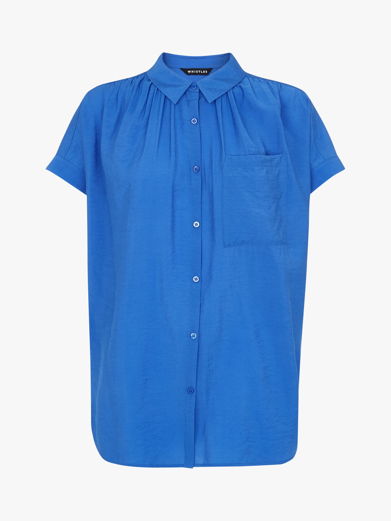 Whistles Nicola Button Through Shirt, Blue at John Lewis & Partners