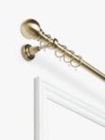John Lewis Fixed Curtain Pole Kit with Ball Finial, Dia.28mm, Antique Brass