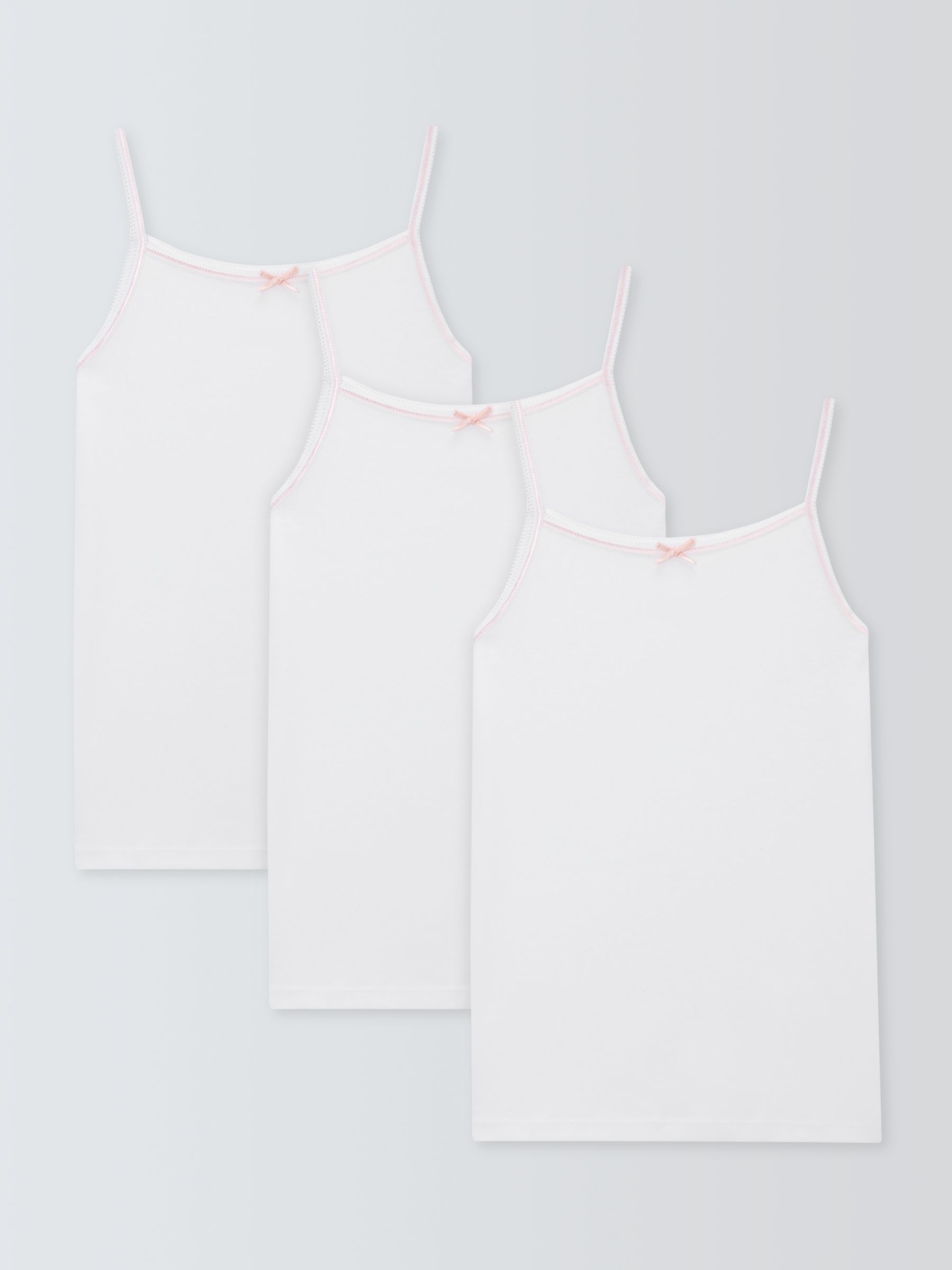 John Lewis Kids' Embroidered Edge Camisole Vests, Pack of 3, White, 2 years