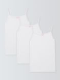 John Lewis Kids' Embroidered Edge Camisole Vests, Pack of 3, White